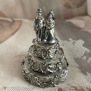 Charming Pewter Wedding Cake Topper Bell